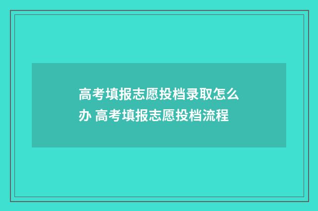 高考填报志愿投档录取怎么办 高考填报志愿投档流程