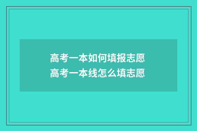 高考一本如何填报志愿 高考一本线怎么填志愿