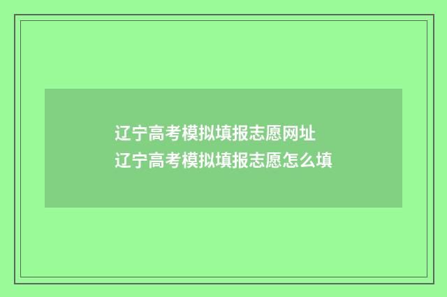 辽宁高考模拟填报志愿网址 辽宁高考模拟填报志愿怎么填