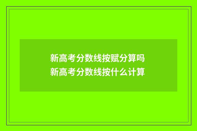 新高考分数线按赋分算吗 新高考分数线按什么计算