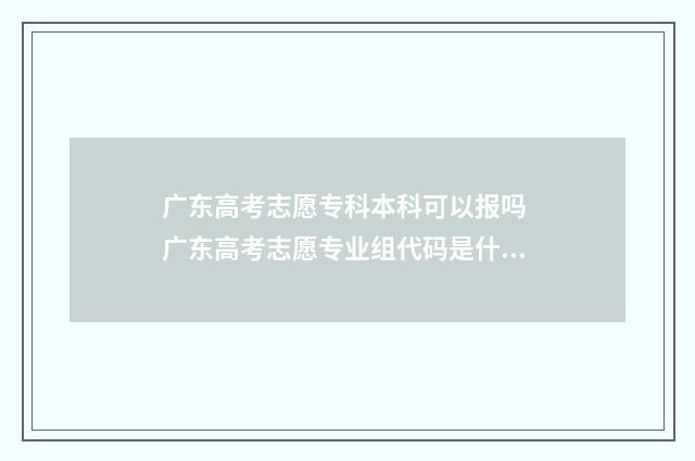 广东高考志愿专科本科可以报吗 广东高考志愿专业组代码是什么