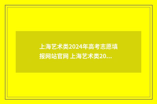 上海艺术类2024年高考志愿填报网站官网 上海艺术类2024达本科线可上什么大学