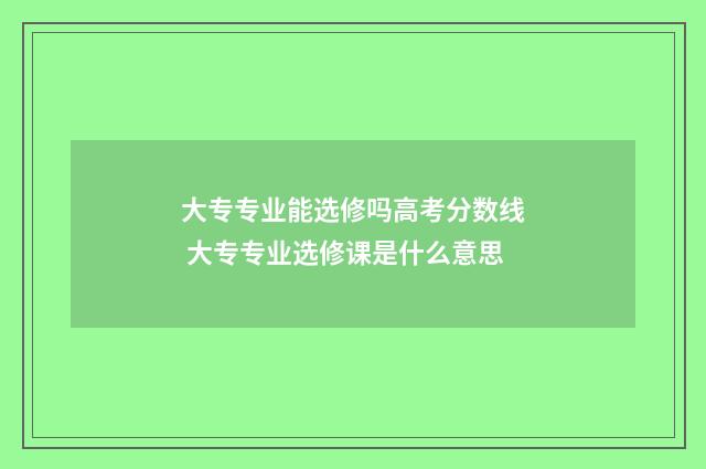 大专专业能选修吗高考分数线 大专专业选修课是什么意思