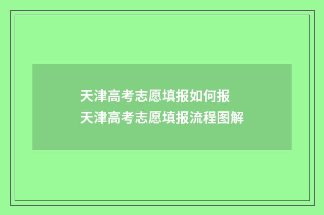 天津高考志愿填报如何报 天津高考志愿填报流程图解