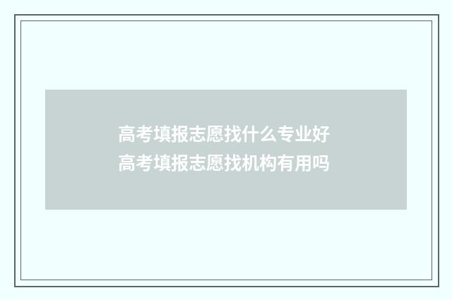 高考填报志愿找什么专业好 高考填报志愿找机构有用吗