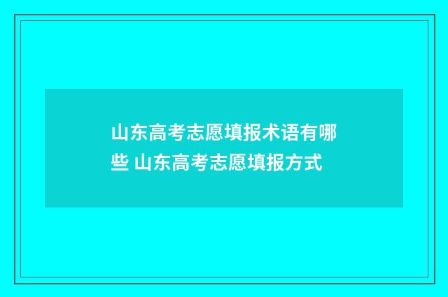 山东高考志愿填报术语有哪些 山东高考志愿填报方式