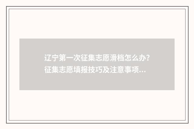 辽宁第一次征集志愿滑档怎么办？征集志愿填报技巧及注意事项 辽宁第一次征集志愿录取结果