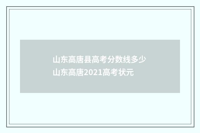 山东高唐县高考分数线多少 山东高唐2021高考状元