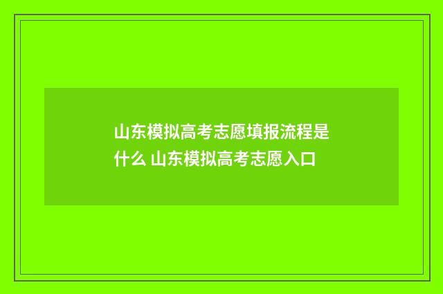 山东模拟高考志愿填报流程是什么 山东模拟高考志愿入口