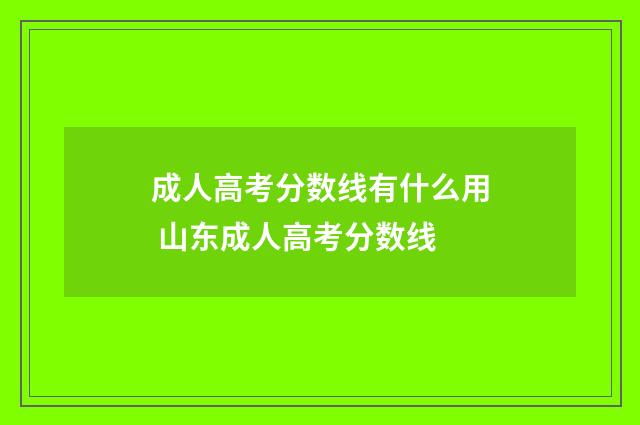 成人高考分数线有什么用 山东成人高考分数线