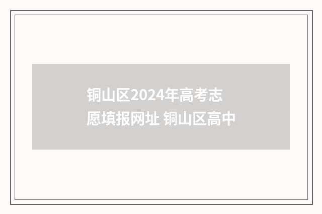 铜山区2024年高考志愿填报网址 铜山区高中