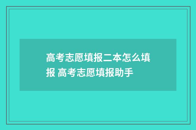 高考志愿填报二本怎么填报 高考志愿填报助手