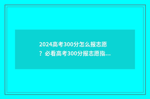 2024高考300分怎么报志愿？必看高考300分报志愿指南 高考344分