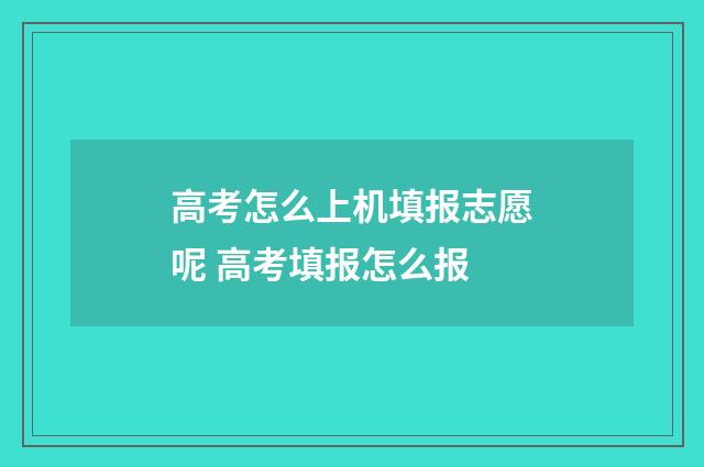 高考怎么上机填报志愿呢 高考填报怎么报
