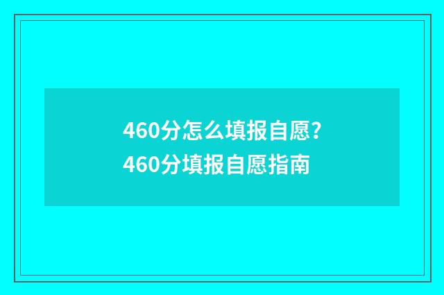 460分怎么填报自愿？460分填报自愿指南