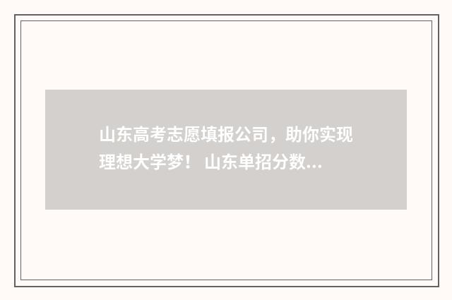 山东高考志愿填报公司，助你实现理想大学梦！ 山东单招分数线