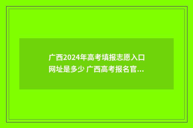 广西2024年高考填报志愿入口网址是多少 广西高考报名官网