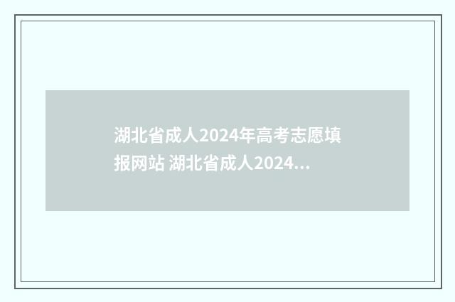 湖北省成人2024年高考志愿填报网站 湖北省成人2024高考分数线是多少分