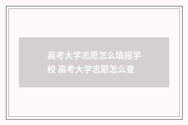 高考大学志愿怎么填报学校 高考大学志愿怎么查
