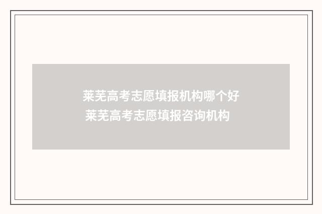 莱芜高考志愿填报机构哪个好 莱芜高考志愿填报咨询机构