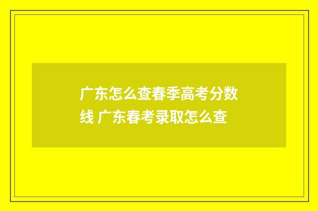 广东怎么查春季高考分数线 广东春考录取怎么查