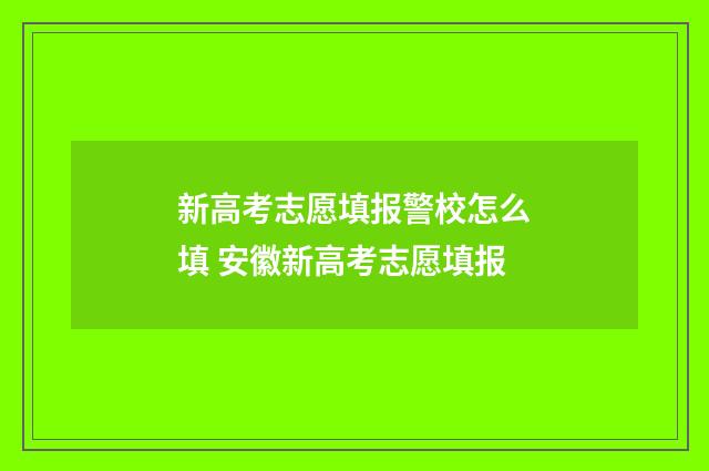 新高考志愿填报警校怎么填 安徽新高考志愿填报