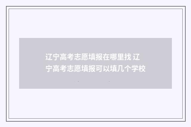 辽宁高考志愿填报在哪里找 辽宁高考志愿填报可以填几个学校
