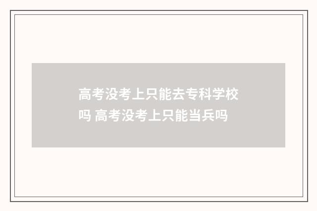 高考没考上只能去专科学校吗 高考没考上只能当兵吗