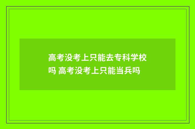 高考没考上只能去专科学校吗 高考没考上只能当兵吗