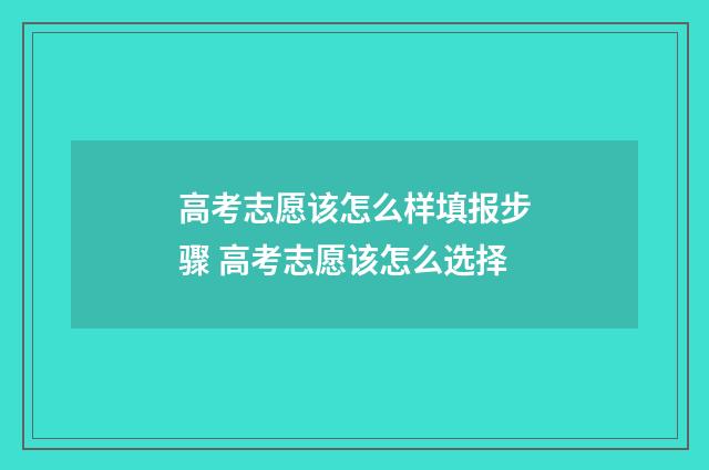 高考志愿该怎么样填报步骤 高考志愿该怎么选择