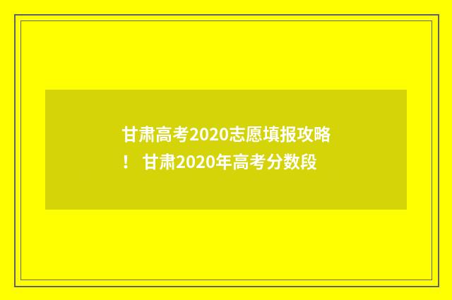 甘肃高考2020志愿填报攻略！ 甘肃2020年高考分数段