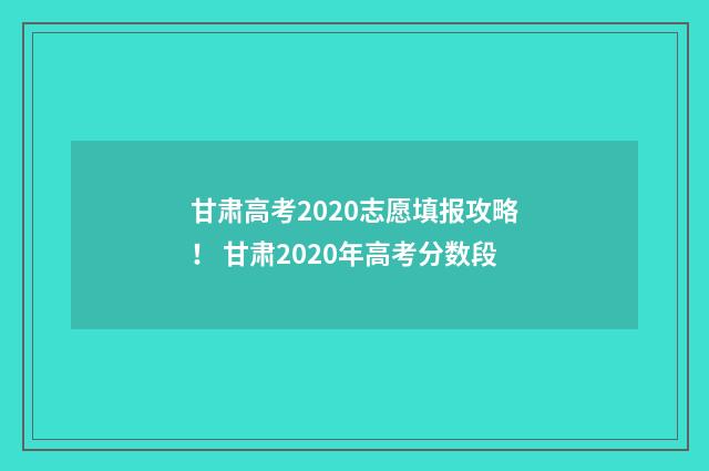 甘肃高考2020志愿填报攻略！ 甘肃2020年高考分数段