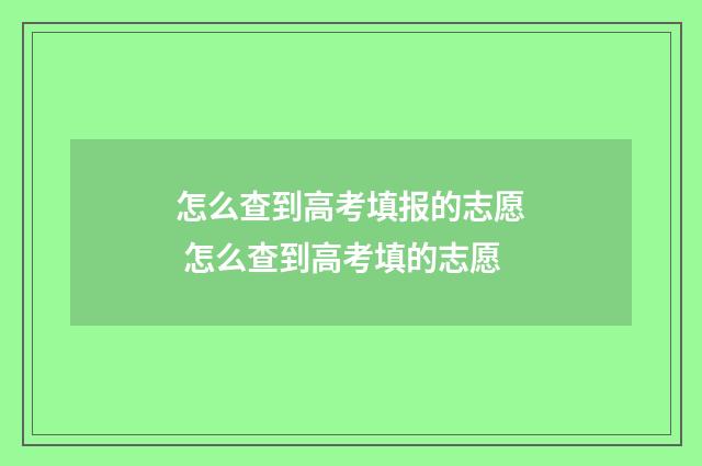 怎么查到高考填报的志愿 怎么查到高考填的志愿