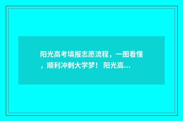 阳光高考填报志愿流程，一图看懂，顺利冲刺大学梦！ 阳光高考填报志愿网站