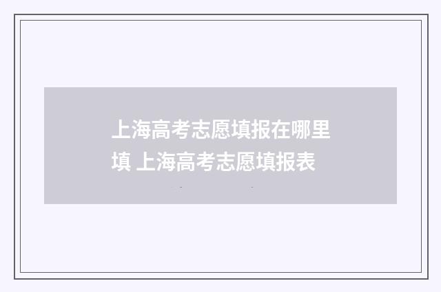 上海高考志愿填报在哪里填 上海高考志愿填报表