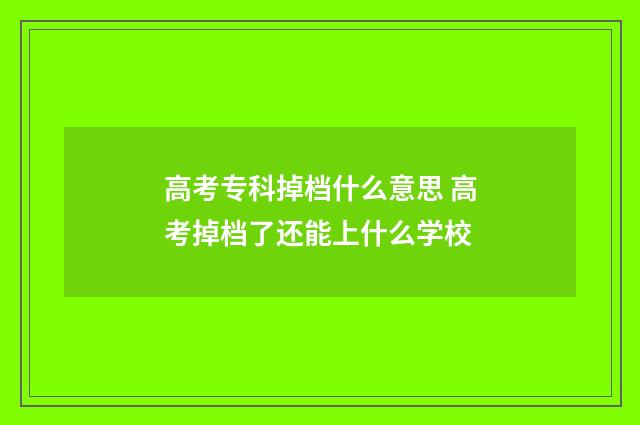 高考专科掉档什么意思 高考掉档了还能上什么学校