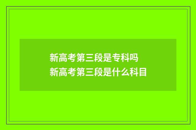新高考第三段是专科吗 新高考第三段是什么科目