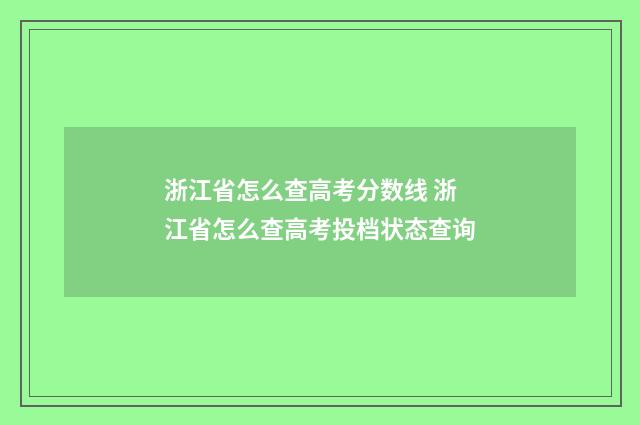 浙江省怎么查高考分数线 浙江省怎么查高考投档状态查询