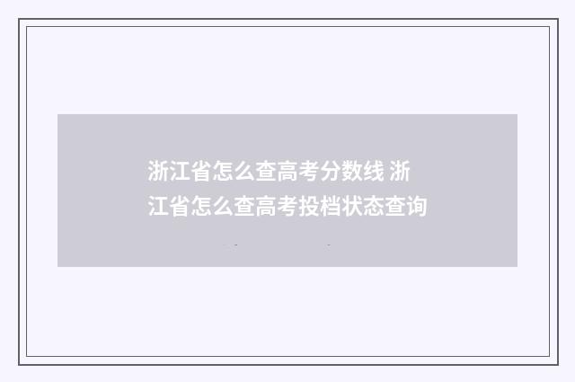 浙江省怎么查高考分数线 浙江省怎么查高考投档状态查询