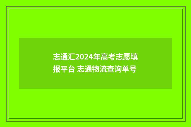 志通汇2024年高考志愿填报平台 志通物流查询单号