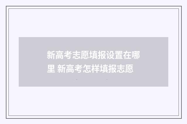新高考志愿填报设置在哪里 新高考怎样填报志愿