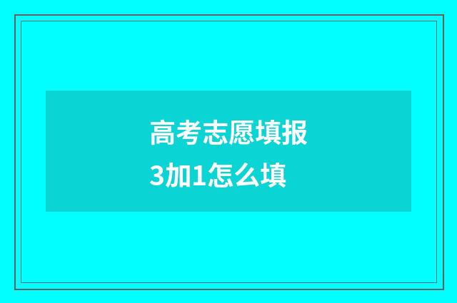 高考志愿填报3加1怎么填