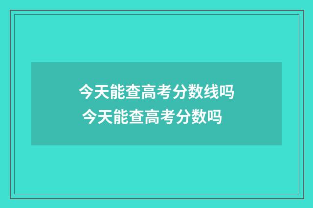 今天能查高考分数线吗 今天能查高考分数吗