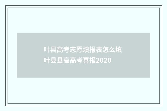 叶县高考志愿填报表怎么填 叶县县高高考喜报2020