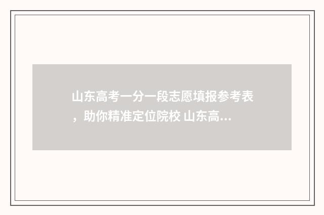 山东高考一分一段志愿填报参考表，助你精准定位院校 山东高考一分一段表怎么理解