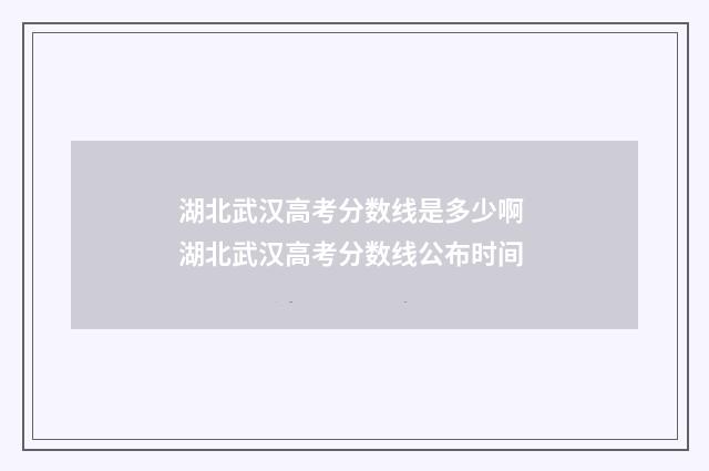湖北武汉高考分数线是多少啊 湖北武汉高考分数线公布时间
