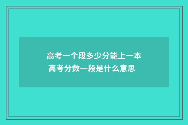 高考一个段多少分能上一本 高考分数一段是什么意思