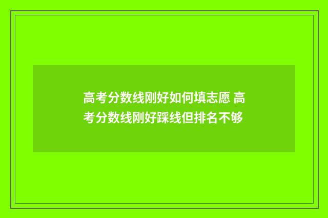 高考分数线刚好如何填志愿 高考分数线刚好踩线但排名不够