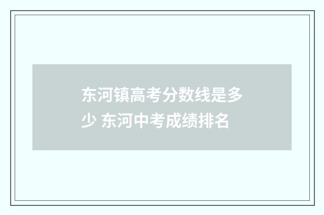 东河镇高考分数线是多少 东河中考成绩排名
