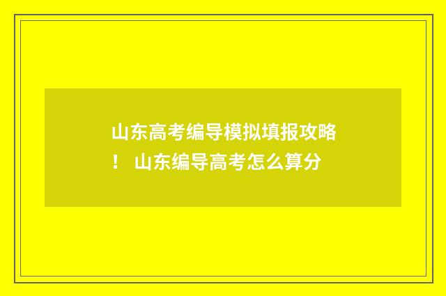 山东高考编导模拟填报攻略！ 山东编导高考怎么算分